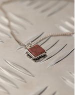 chain necklace with brown marble pendant in silver