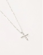 Special Offer figaro chain necklace with cross pendant in silver