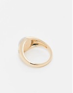 festival signet ring with semi-precious moon stone in gold tone