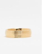 waterproof stainless steel ridge edge band ring in gold