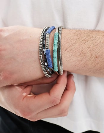 festival bangle and beaded mixed 5 pack bracelet in multi