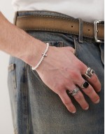 pearl bracelet with cross pendant in silver