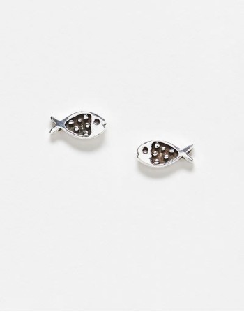 fish stud earrings in sterling silver